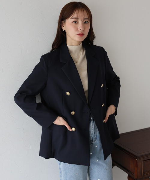 BLUEEAST（ブルーイースト）の「バックスリットテーラードジャケット（テーラードジャケット・レディース・チャコールグレー/ネイビー・LARGE/MEDIUM）」の2枚目の写真