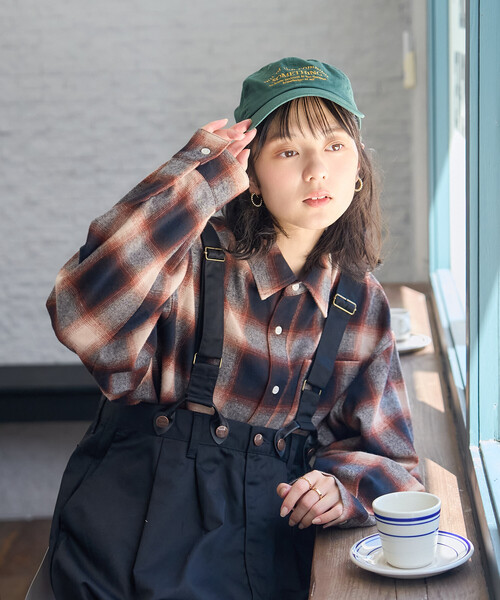 セール】オンブレ チェックシャツ/ショート丈チェックシャツ