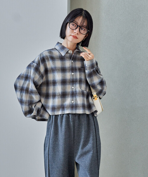 FREAK'S STORE(フリークスストア)の「オンブレ チェックシャツ/ショート丈チェックシャツ/ネルシャツ(シャツ/ブラウス・レディース・ブルー/ブラック/ブラウン・SMALL/MEDIUM)」の13枚目の写真