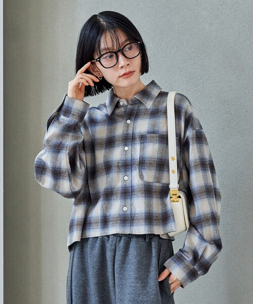 FREAK'S STORE(フリークスストア)の「オンブレ チェックシャツ/ショート丈チェックシャツ/ネルシャツ(シャツ/ブラウス・レディース・ブルー/ブラック/ブラウン・SMALL/MEDIUM)」の16枚目の写真