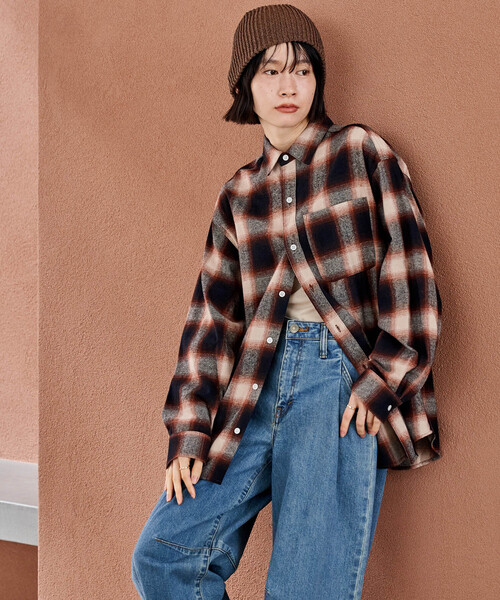 FREAK'S STORE(フリークスストア)の「オンブレ チェックシャツ/ショート丈チェックシャツ/ネルシャツ(シャツ/ブラウス・レディース・ブルー/ブラック/ブラウン・SMALL/MEDIUM)」の19枚目の写真