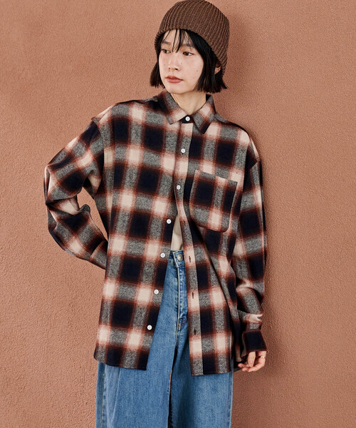 FREAK'S STORE(フリークスストア)の「オンブレ チェックシャツ/ショート丈チェックシャツ/ネルシャツ(シャツ/ブラウス・レディース・ブルー/ブラック/ブラウン・SMALL/MEDIUM)」の20枚目の写真