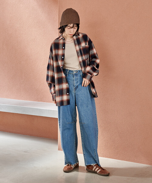FREAK'S STORE(フリークスストア)の「オンブレ チェックシャツ/ショート丈チェックシャツ/ネルシャツ(シャツ/ブラウス・レディース・ブルー/ブラック/ブラウン・SMALL/MEDIUM)」の21枚目の写真