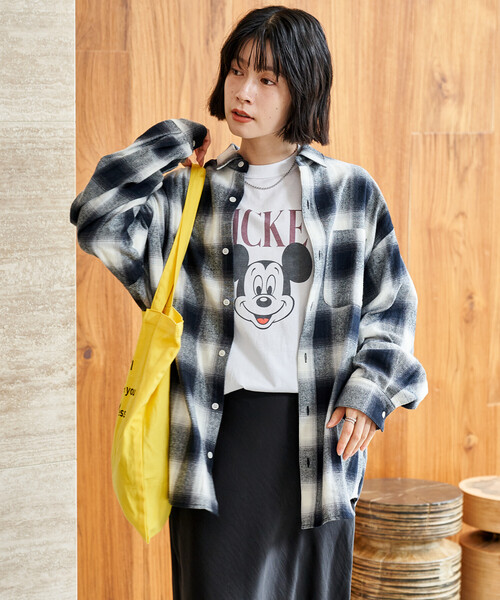 セール】オンブレ チェックシャツ/ショート丈チェックシャツ