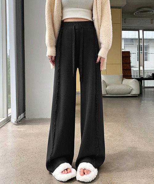L LABEL(エルラベル)の「フリンジラインニットパンツ(その他パンツ・レディース・ベージュ/ブラウン/ホワイト/ブラック・FREE)」の11枚目の写真