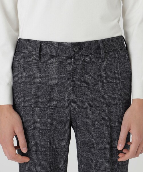 グレンチェックウールジャージートラウザーズ（スラックス）｜BLACK