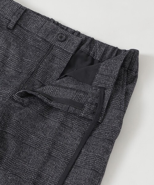 グレンチェックウールジャージートラウザーズ（スラックス）｜BLACK