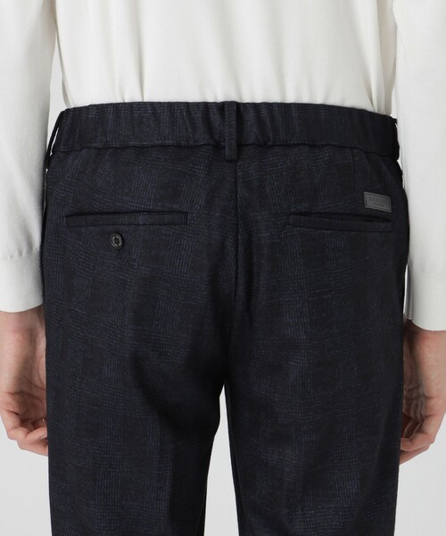 グレンチェックウールジャージートラウザーズ（スラックス）｜BLACK