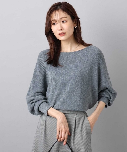 MK MICHEL KLEIN（エムケーミッシェルクラン）の「ラメ入りドルマンスリーブ畦編みニット/洗える（ニット/セーター・レディース・ライトブルー/グレー/ライトグレー/ピンク/ライトイエロー/グレー系その他/ピンクベージュ/ミント・38）」の3枚目の写真