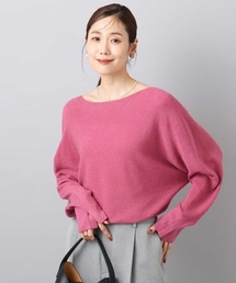 ラメ入りドルマンスリーブ畦編みニット/洗える