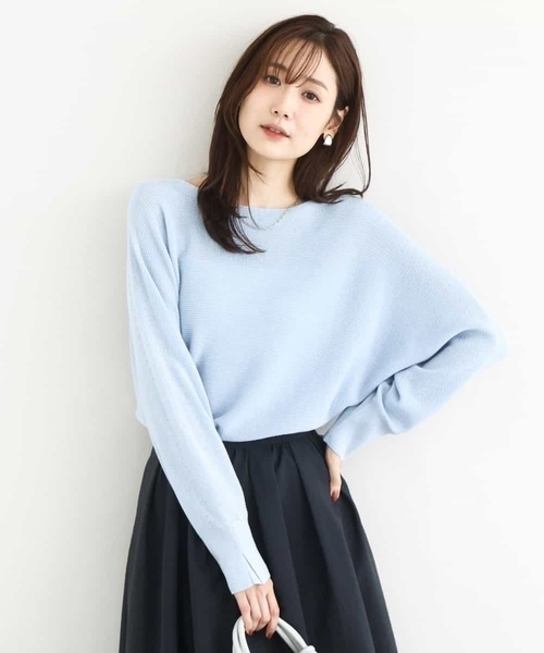 MK MICHEL KLEIN（エムケーミッシェルクラン）の「ラメ入りドルマンスリーブ畦編みニット/洗える（ニット/セーター・レディース・ライトブルー/グレー/ライトグレー/ピンク/ライトイエロー/グレー系その他/ピンクベージュ/ミント・38）」の6枚目の写真