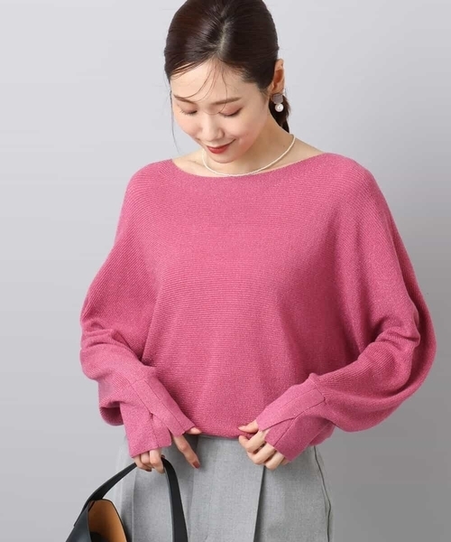 MK MICHEL KLEIN（エムケーミッシェルクラン）の「ラメ入りドルマンスリーブ畦編みニット/洗える（ニット/セーター・レディース・ライトブルー/グレー/ライトグレー/ピンク/ライトイエロー/グレー系その他/ピンクベージュ/ミント・38）」の9枚目の写真