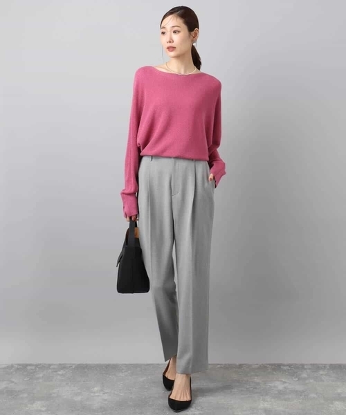 MK MICHEL KLEIN（エムケーミッシェルクラン）の「ラメ入りドルマンスリーブ畦編みニット/洗える（ニット/セーター・レディース・ライトブルー/グレー/ライトグレー/ピンク/ライトイエロー/グレー系その他/ピンクベージュ/ミント・38）」の11枚目の写真