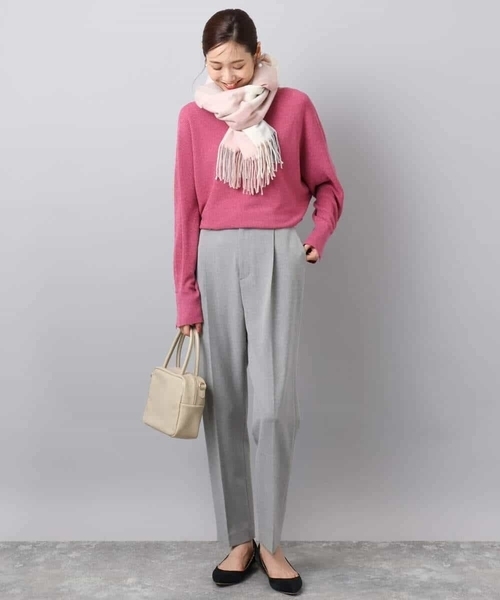 MK MICHEL KLEIN（エムケーミッシェルクラン）の「ラメ入りドルマンスリーブ畦編みニット/洗える（ニット/セーター・レディース・ライトブルー/グレー/ライトグレー/ピンク/ライトイエロー/グレー系その他/ピンクベージュ/ミント・38）」の16枚目の写真