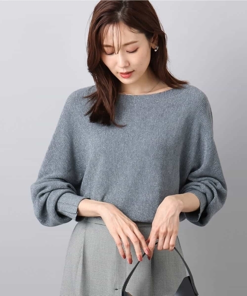 MK MICHEL KLEIN（エムケーミッシェルクラン）の「ラメ入りドルマンスリーブ畦編みニット/洗える（ニット/セーター・レディース・ライトブルー/グレー/ライトグレー/ピンク/ライトイエロー/グレー系その他/ピンクベージュ/ミント・38）」の18枚目の写真