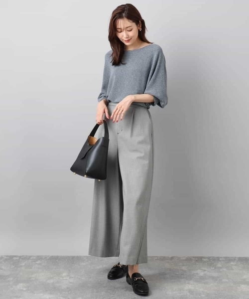 MK MICHEL KLEIN（エムケーミッシェルクラン）の「ラメ入りドルマンスリーブ畦編みニット/洗える（ニット/セーター・レディース・ライトブルー/グレー/ライトグレー/ピンク/ライトイエロー/グレー系その他/ピンクベージュ/ミント・38）」の21枚目の写真