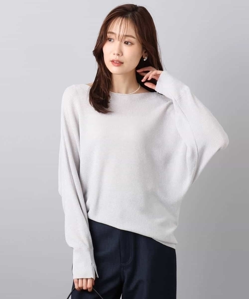 MK MICHEL KLEIN（エムケーミッシェルクラン）の「ラメ入りドルマンスリーブ畦編みニット/洗える（ニット/セーター・レディース・ライトブルー/グレー/ライトグレー/ピンク/ライトイエロー/グレー系その他/ピンクベージュ/ミント・38）」の22枚目の写真