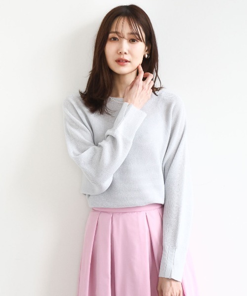 MK MICHEL KLEIN（エムケーミッシェルクラン）の「ラメ入りドルマンスリーブ畦編みニット/洗える（ニット/セーター・レディース・ライトブルー/グレー/ライトグレー/ピンク/ライトイエロー/グレー系その他/ピンクベージュ/ミント・38）」の4枚目の写真