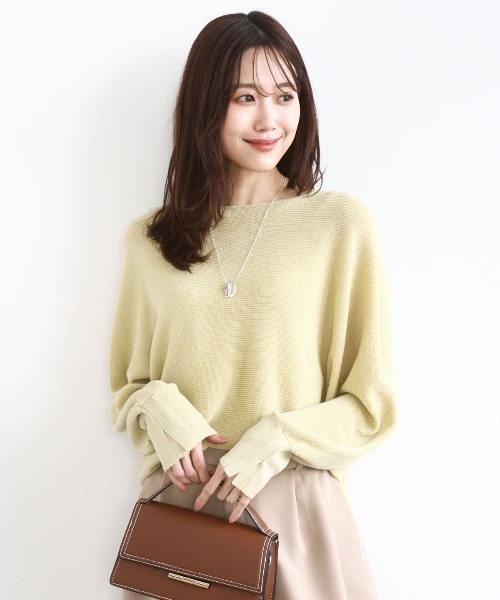 MK MICHEL KLEIN（エムケーミッシェルクラン）の「ラメ入りドルマンスリーブ畦編みニット/洗える（ニット/セーター・レディース・ライトブルー/グレー/ライトグレー/ピンク/ライトイエロー/グレー系その他/ピンクベージュ/ミント・38）」の7枚目の写真