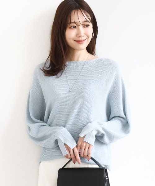 MK MICHEL KLEIN（エムケーミッシェルクラン）の「ラメ入りドルマンスリーブ畦編みニット/洗える（ニット/セーター・レディース・ライトブルー/グレー/ライトグレー/ピンク/ライトイエロー/グレー系その他/ピンクベージュ/ミント・38）」の5枚目の写真