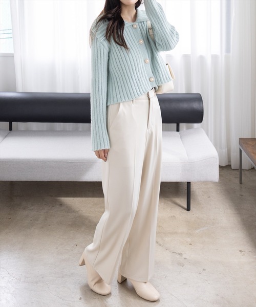 CLEAR BASIC（クリアベーシック）の「セーラーカラービジューボタンニット[オフィスカジュアル 着回し抜群 大人]（ニット/セーター・レディース・グレイッシュベージュ/アイボリー/ミント/ブラウン・F）」の5枚目の写真