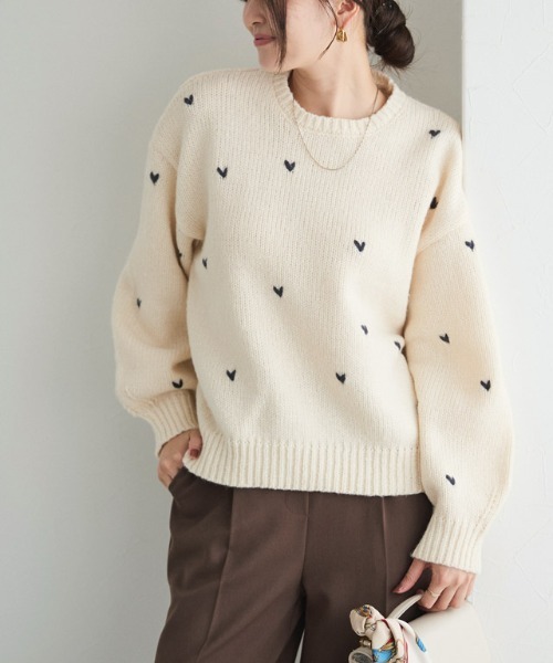 セール】ハート刺繍ニット（ニット/セーター）｜Pierrot（ピエロ）の
