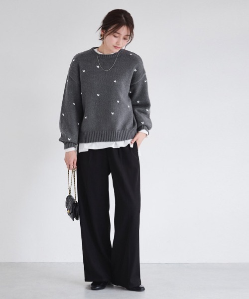 ハート刺繍ニット（ニット/セーター）｜Pierrot（ピエロ）の