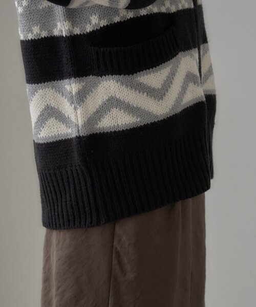 WILLOW(ウィロー)の「【willow】カウチンオーバーニットZIPカーデ(カーディガン/ボレロ・レディース・ブラック/オフホワイト・ONE SIZE)」の17枚目の写真