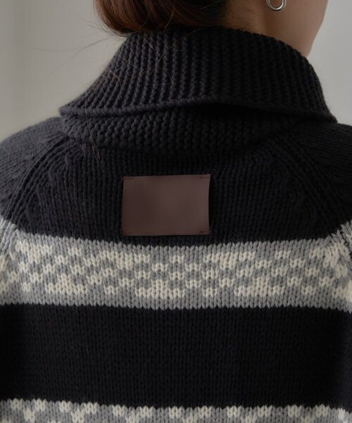 WILLOW(ウィロー)の「【willow】カウチンオーバーニットZIPカーデ(カーディガン/ボレロ・レディース・ブラック/オフホワイト・ONE SIZE)」の16枚目の写真