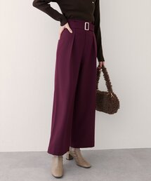 natural couture | バックルベルト付きタックパンツ(その他パンツ)