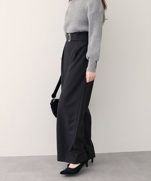 natural couture（ナチュラルクチュール）の「バックルベルト付きタックパンツ（その他パンツ・レディース・ボルドー/ブラウン/ブラック・MEDIUM/SMALL）」の8枚目の写真