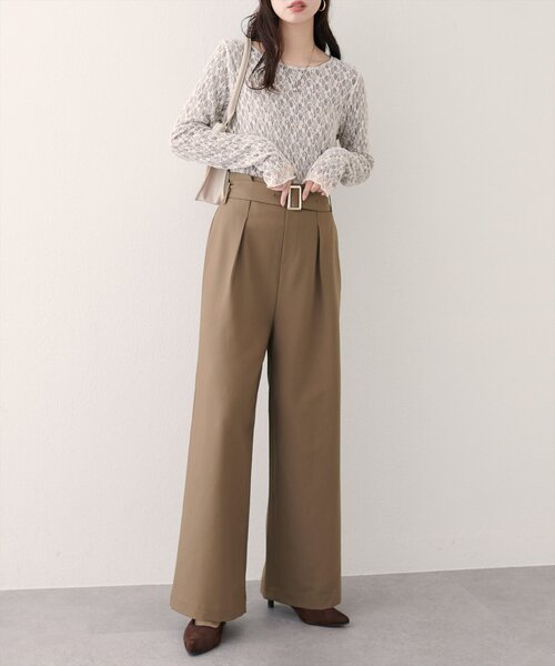 natural couture（ナチュラルクチュール）の「バックルベルト付きタックパンツ（その他パンツ・レディース・ボルドー/ブラウン/ブラック・MEDIUM/SMALL）」の21枚目の写真