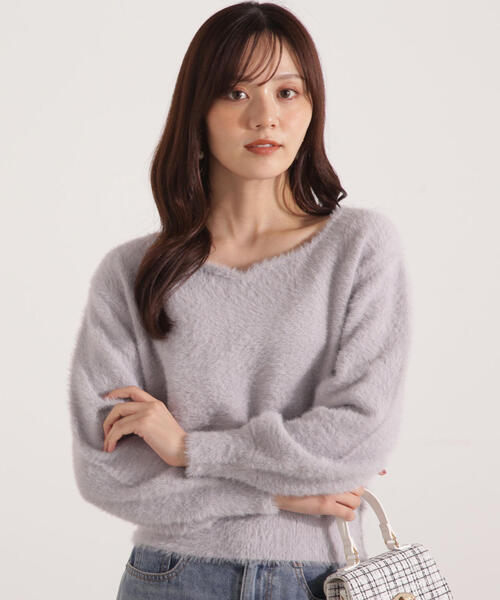 PROPORTION BODY DRESSING（プロポーションボディドレッシング）の「ミニシャギーハートネックニット / 1215270129（ニット/セーター・レディース・ベージュ/グレー/ピンク/ホワイト系その他・FREE）」の2枚目の写真