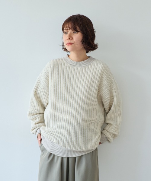 北欧、暮らしの道具店　yuni / ユニ / 植物柄のハンドニット　別注グレー 北欧、暮らしの道具店 yuni / ユニ / 植物柄のハンドニット 別注グレー