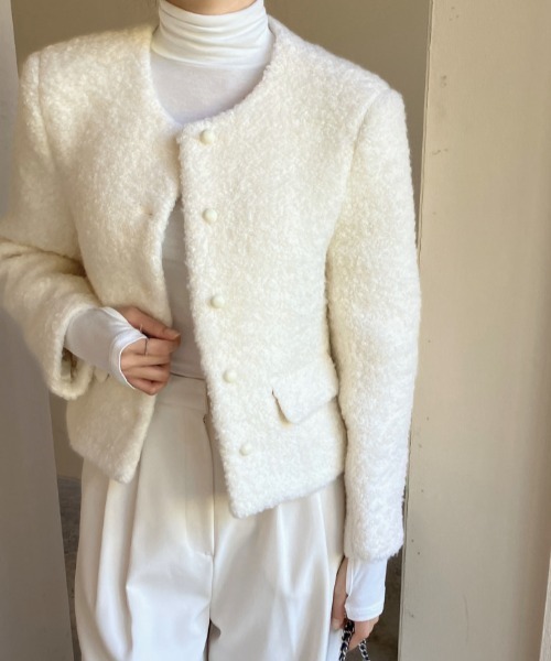 FREE STYLISTS(フリー スタイリスト)の「YUGA_YGMC Wool-like jacket coat(ノーカラーコート・レディース・ホワイト/キャメル・FREE)」の17枚目の写真