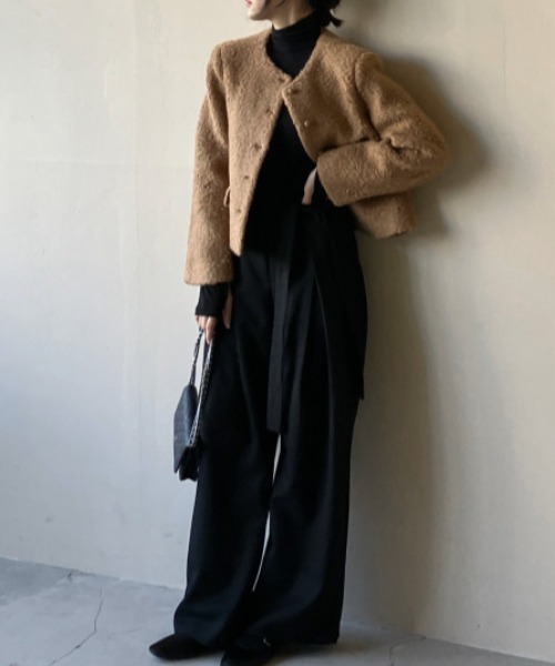 FREE STYLISTS(フリー スタイリスト)の「YUGA_YGMC Wool-like jacket coat(ノーカラーコート・レディース・ホワイト/キャメル・FREE)」の9枚目の写真