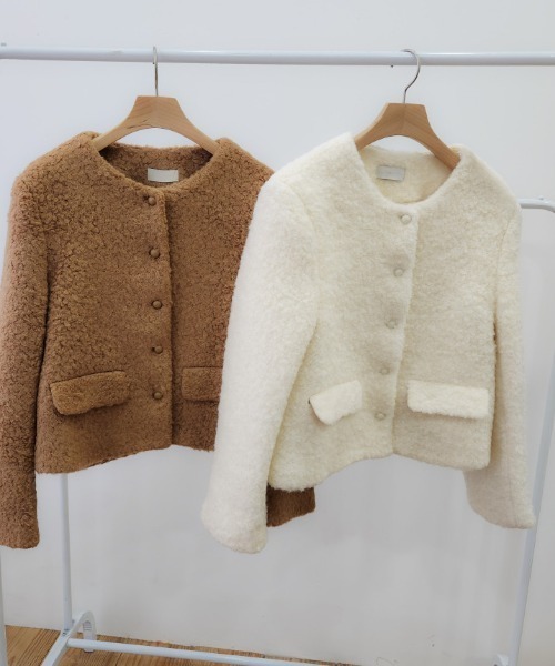 FREE STYLISTS(フリー スタイリスト)の「YUGA_YGMC Wool-like jacket coat(ノーカラーコート・レディース・ホワイト/キャメル・FREE)」の13枚目の写真