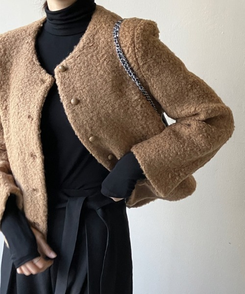 FREE STYLISTS(フリー スタイリスト)の「YUGA_YGMC Wool-like jacket coat(ノーカラーコート・レディース・ホワイト/キャメル・FREE)」の8枚目の写真