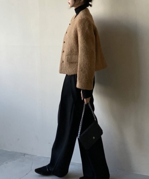 FREE STYLISTS(フリー スタイリスト)の「YUGA_YGMC Wool-like jacket coat(ノーカラーコート・レディース・ホワイト/キャメル・FREE)」の10枚目の写真
