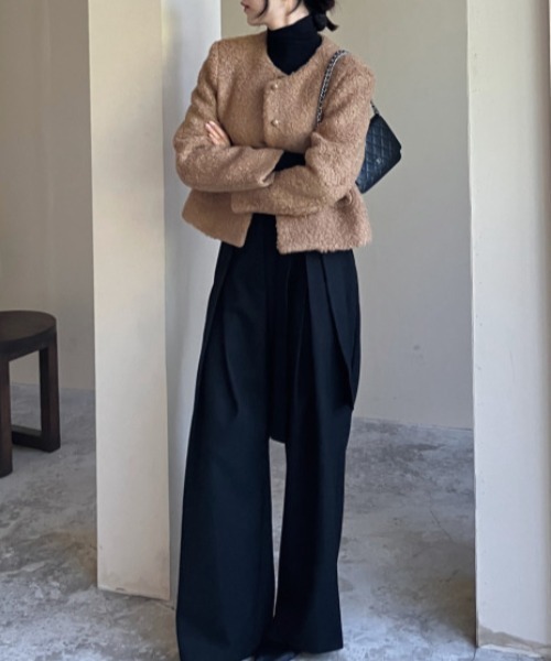 FREE STYLISTS(フリー スタイリスト)の「YUGA_YGMC Wool-like jacket coat(ノーカラーコート・レディース・ホワイト/キャメル・FREE)」の11枚目の写真