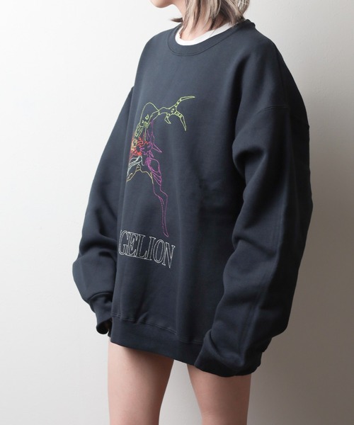 FRUIT OF THE LOOM（フルーツオブザルーム）の「【RES】【EVANGELION x FRUIT OF THE LOOM】刺繍 クルーネックスウェット（スウェット・メンズ・ネイビー/グレー/ブラック・MEDIUM/X-LARGE）」の4枚目の写真