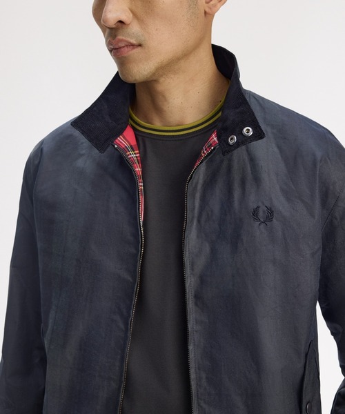 FRED PERRY(フレッドペリー)の「Black Watch Tartan Waxed Harrington Jacket/ブラックウォッチタータンワックスハリントンジャケット(ブルゾン・メンズ・グリーン・L/M)」の3枚目の写真