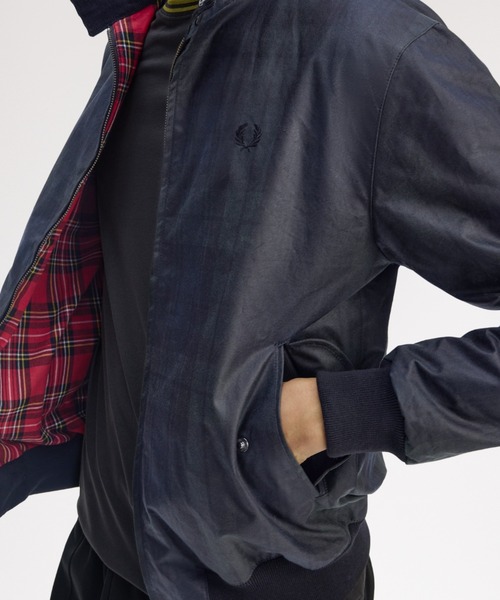 FRED PERRY(フレッドペリー)の「Black Watch Tartan Waxed Harrington Jacket/ブラックウォッチタータンワックスハリントンジャケット(ブルゾン・メンズ・グリーン・L/M)」の4枚目の写真