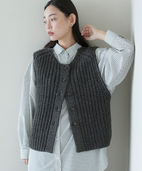 natural by clip》2ゲージウールミックスダブルフロントベスト（その他
