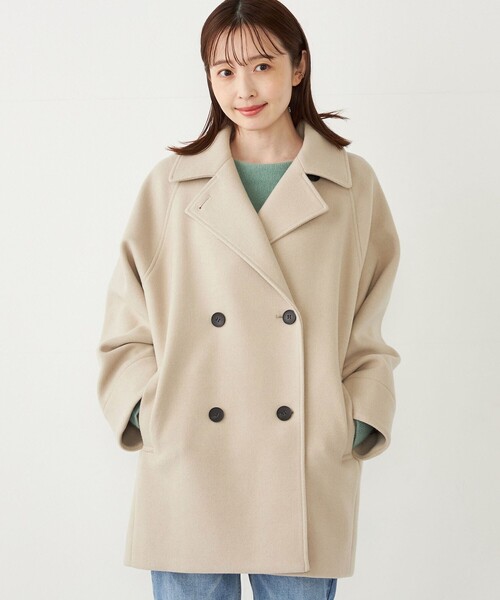 SHIPS Colors:〈手洗い可能〉ジャージーメルトン ピーコート