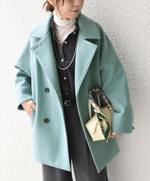 SHIPS Colors:〈手洗い可能〉ジャージーメルトン ピーコート◇