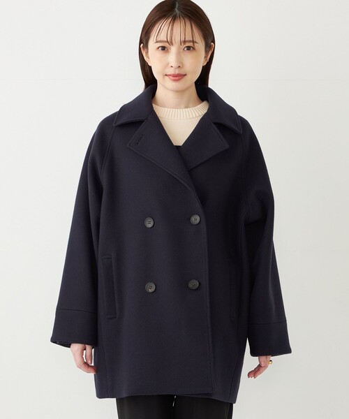 SHIPS Colors:〈手洗い可能〉ジャージーメルトン ピーコート