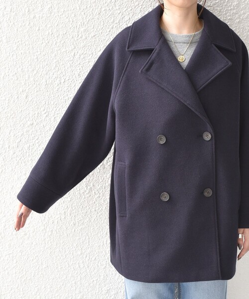 SHIPS Colors(シップス カラーズ)の「SHIPS Colors:〈手洗い可能〉ジャージーメルトン ピーコート◇(ピーコート・レディース・ブラウン/ナチュラル/ネイビー/ライトブルー・ONE SIZE)」の22枚目の写真