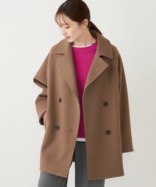 SHIPS Colors:〈手洗い可能〉ジャージーメルトン ピーコート