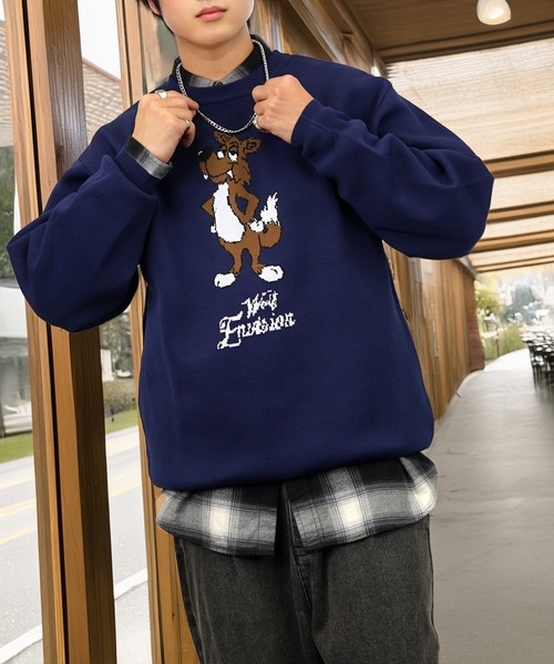 L'atelier(ラトリエ)の「グラフィックデザイン ニット ボリューム袖(ニット/セーター・メンズ・ブラック系5/ブラック系その他3/ブラック系その他2/ブラック系4/ブラック系3/ブラック系2/ホワイト系7/ホワイト系3/ホワイト系2/ネイビー系7/ネイビー系6/ネイビー系5/ネイビー系4/グリーン系6/グリーン系5/ブラック系7/ブラック系6・LL/L/M)」の14枚目の写真